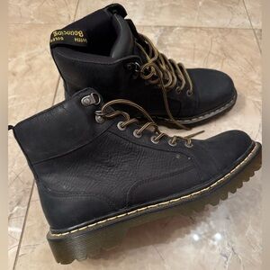 Dr. Martens Black Leather Men's Boots with Tan Laces